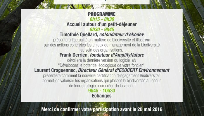 un petit-déjeuner avec AmplifyNature,Ekodev et ECOCERT Environnement!